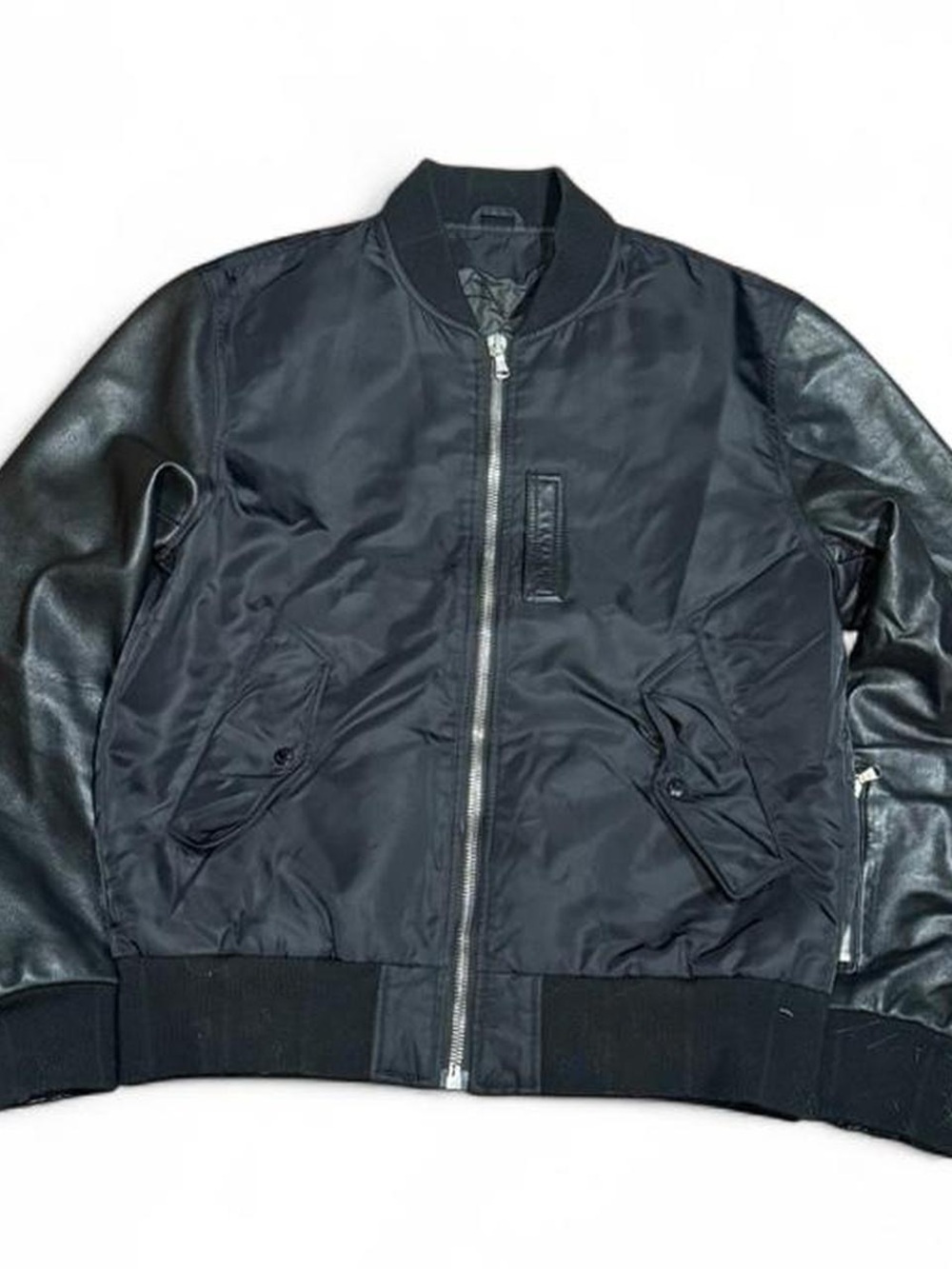 Y2K T.I. For Men Hybrid Nylon Sheepskin Black Bomber Jacket